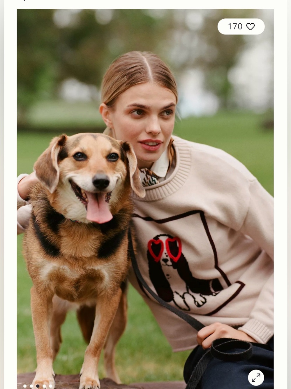 Anthropologie Flat White Crew-Neck Dog Icon Sweater , Medium